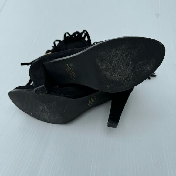 Colin Stuart genuine leather suede fringe bootie black size 8.5 - Picture 5 of 9